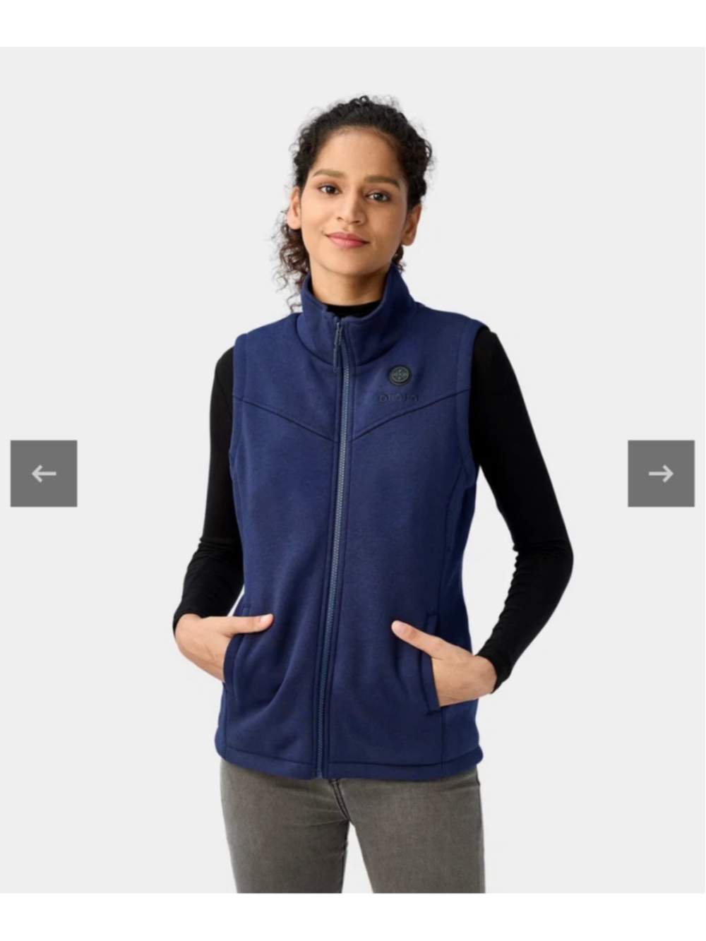 Ororo Women's Navy Blue Heated Fleece Vest without Battery Size L